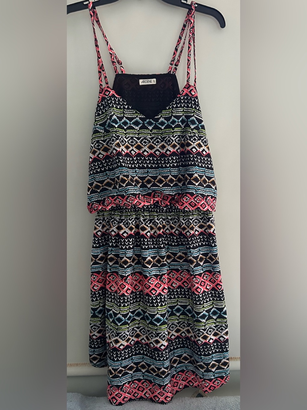 Ardene Women’s Black Aztec Dress size XL Straps Multi Colour